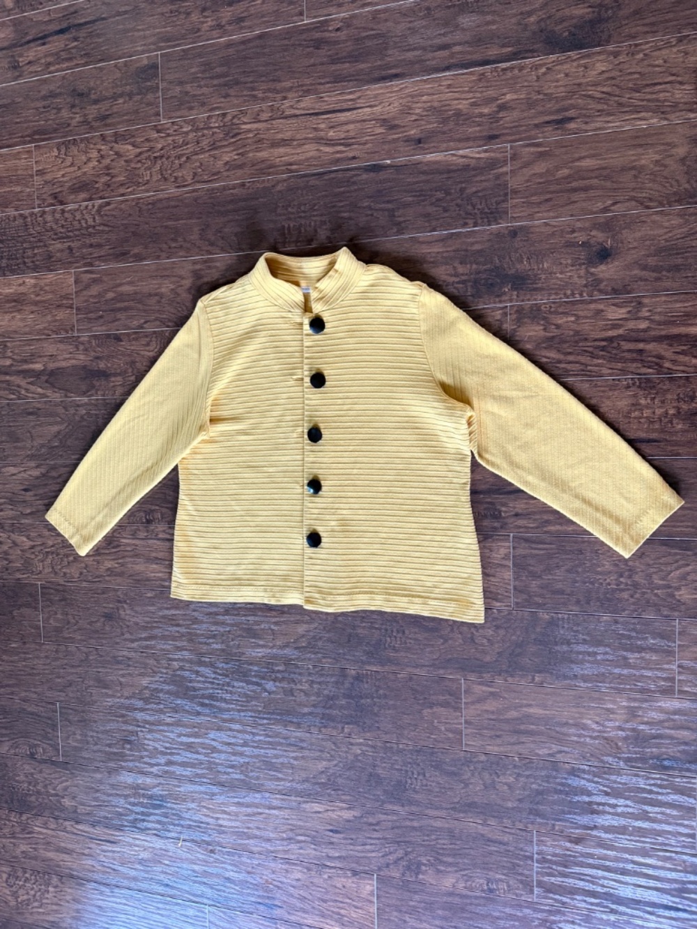 JM Collection Yellow Ribbed Knit Button Front Jacket Approx. L Stretch - Picture 6 of 10